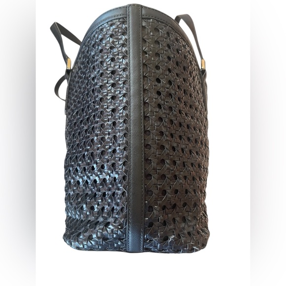 Tory Burch Black Woven Gold Hardware Tote - Picture 5 of 14